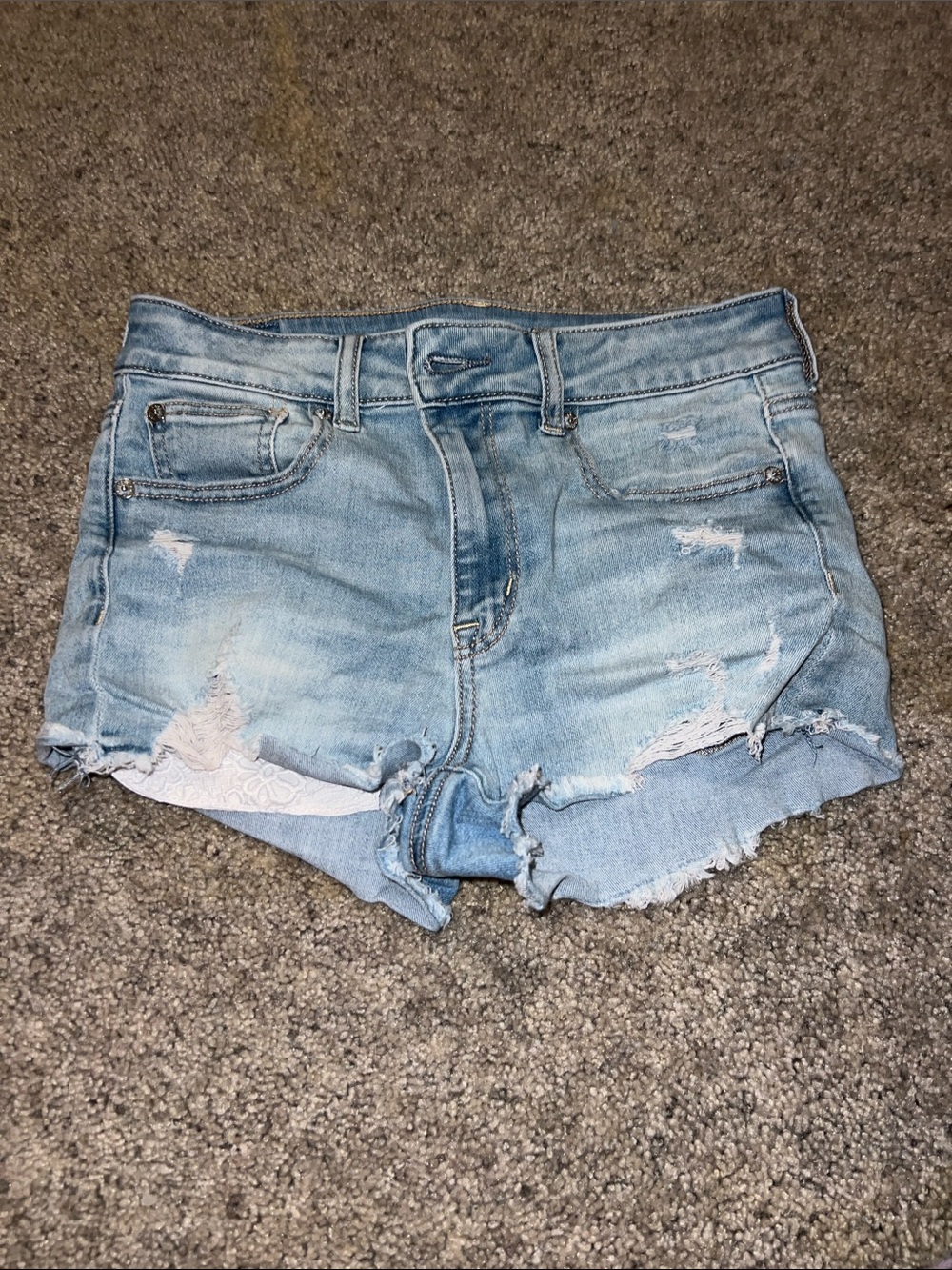 American Eagle Outfitters Light Wash Distressed Denim Shorts